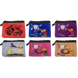 Embroidered Western Theme Ecuadorian Coin Purse Pouch
