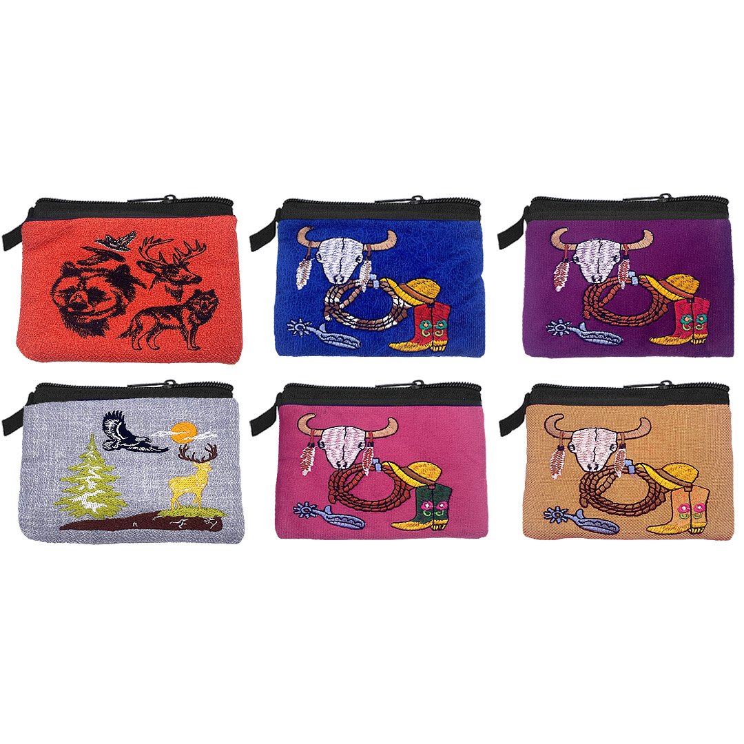 Embroidered Western Theme Ecuadorian Coin Purse Pouch