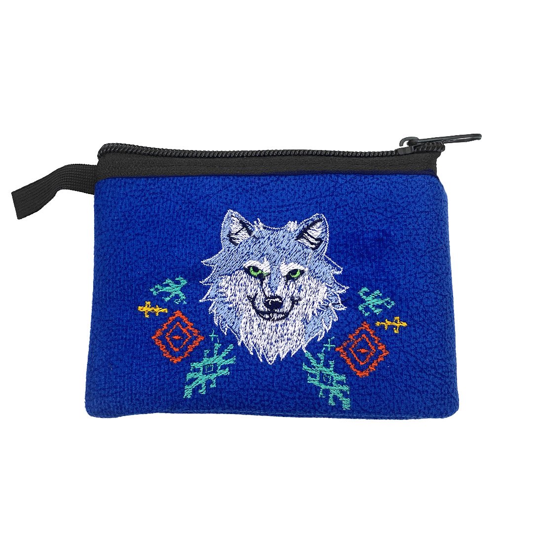 Embroidered Wolf Head Ecuadorian Coin Purse Pouch - Image 2