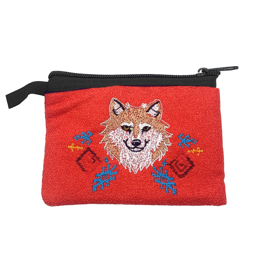 Embroidered Wolf Head Ecuadorian Coin Purse Pouch - Image 4