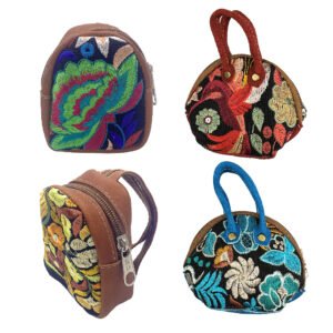 Mini Floral Embroidered Leather Coin Purse