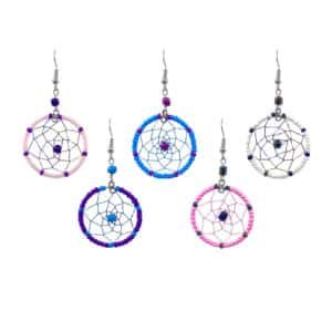 Small Beaded Dream Catcher Hoop Earrings