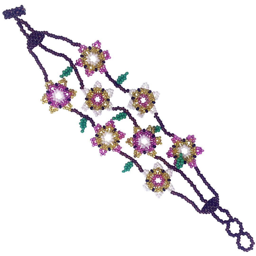 Floral Beaded Wide Multi Strand Bracelet - Image 2