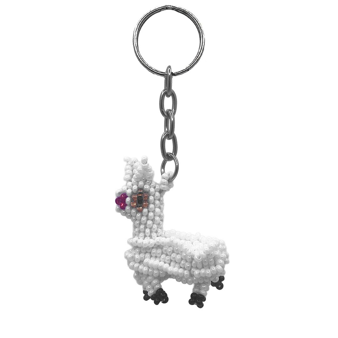 Beaded Llama Keychain
