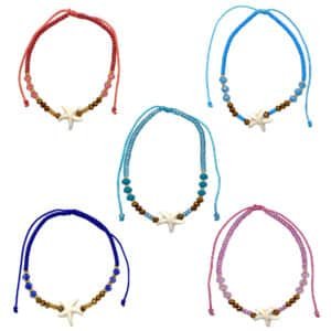 Sea Life Crystal Beaded Pull Tie Bracelet