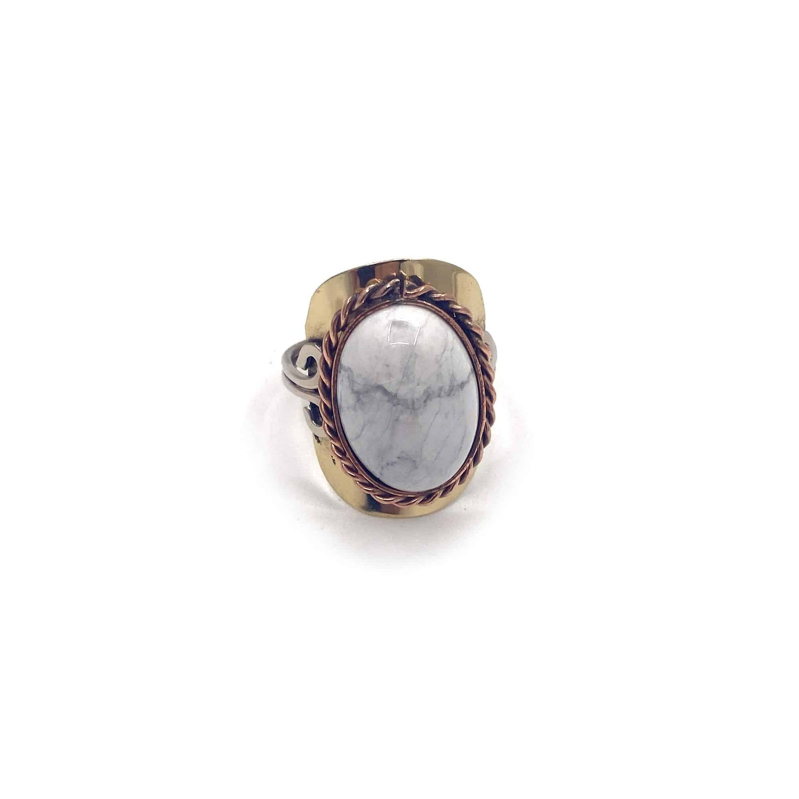 Semi Precious Stone Copper Metal Ring - Image 3