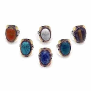 Semi Precious Stone Copper Metal Ring