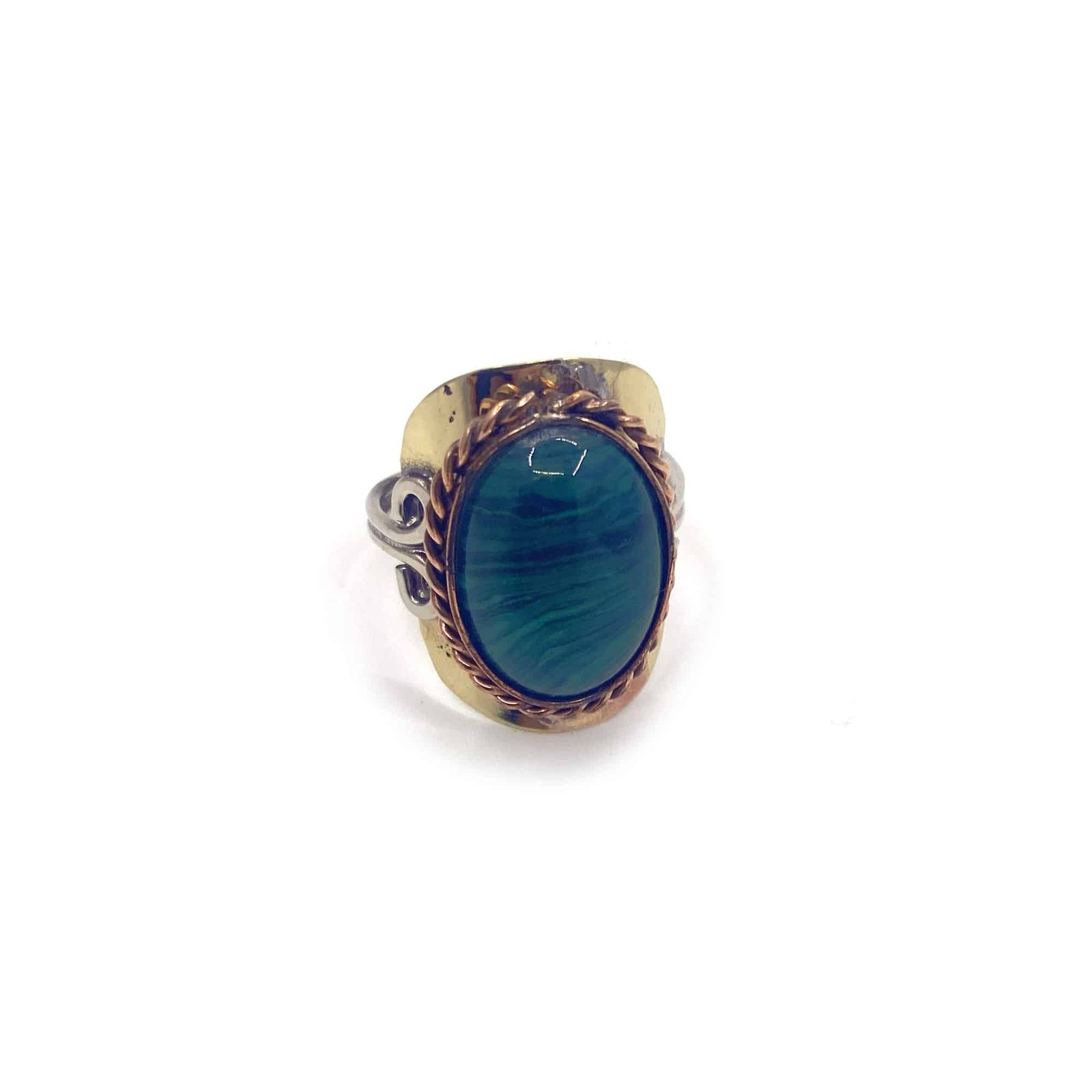 Semi Precious Stone Copper Metal Ring - Image 2