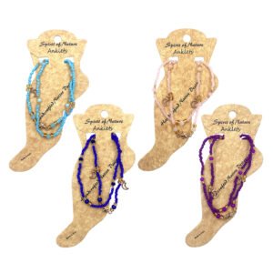 Moon & Star Gold Charm Beaded Pull Tie Anklet