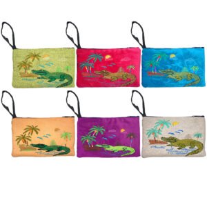 Embroidered Alligator Ecuadorian Wristlet