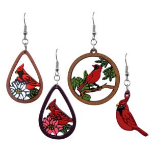 Wooden Cardinal Earrings