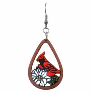 Wooden Cardinal Earrings