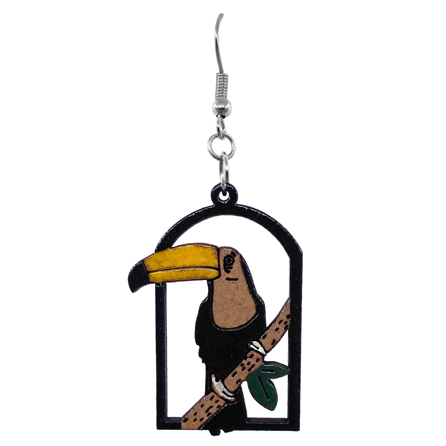 Large Wooden Toucan Earrings