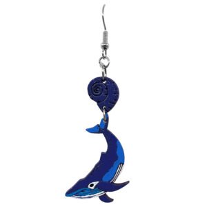 Large Wooden Whale Earrings