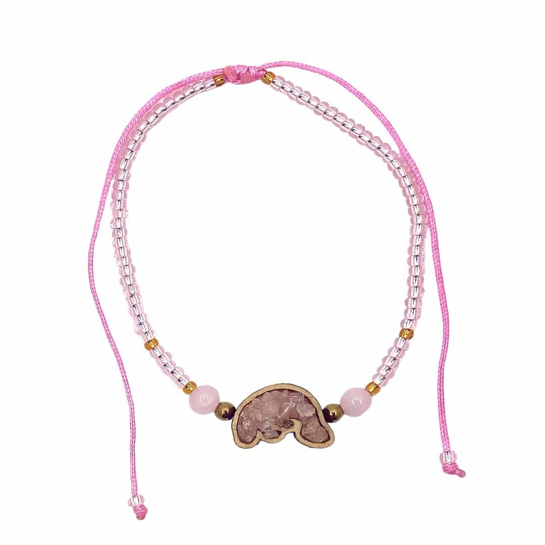 Wooden Stone Manatee Beaded Pull Tie Bracelet - Image 3