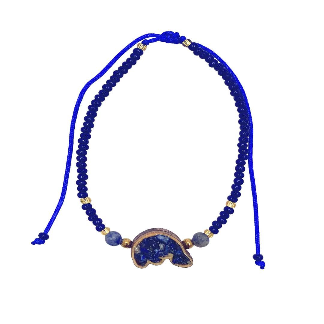 Wooden Stone Manatee Beaded Pull Tie Bracelet - Image 4