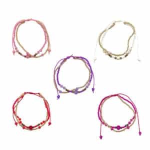 Stone Ball Gold Beaded Strand Pull Tie Bracelet