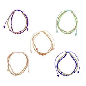 Crystal Bead Gold Strand Beaded Pull Tie Bracelet