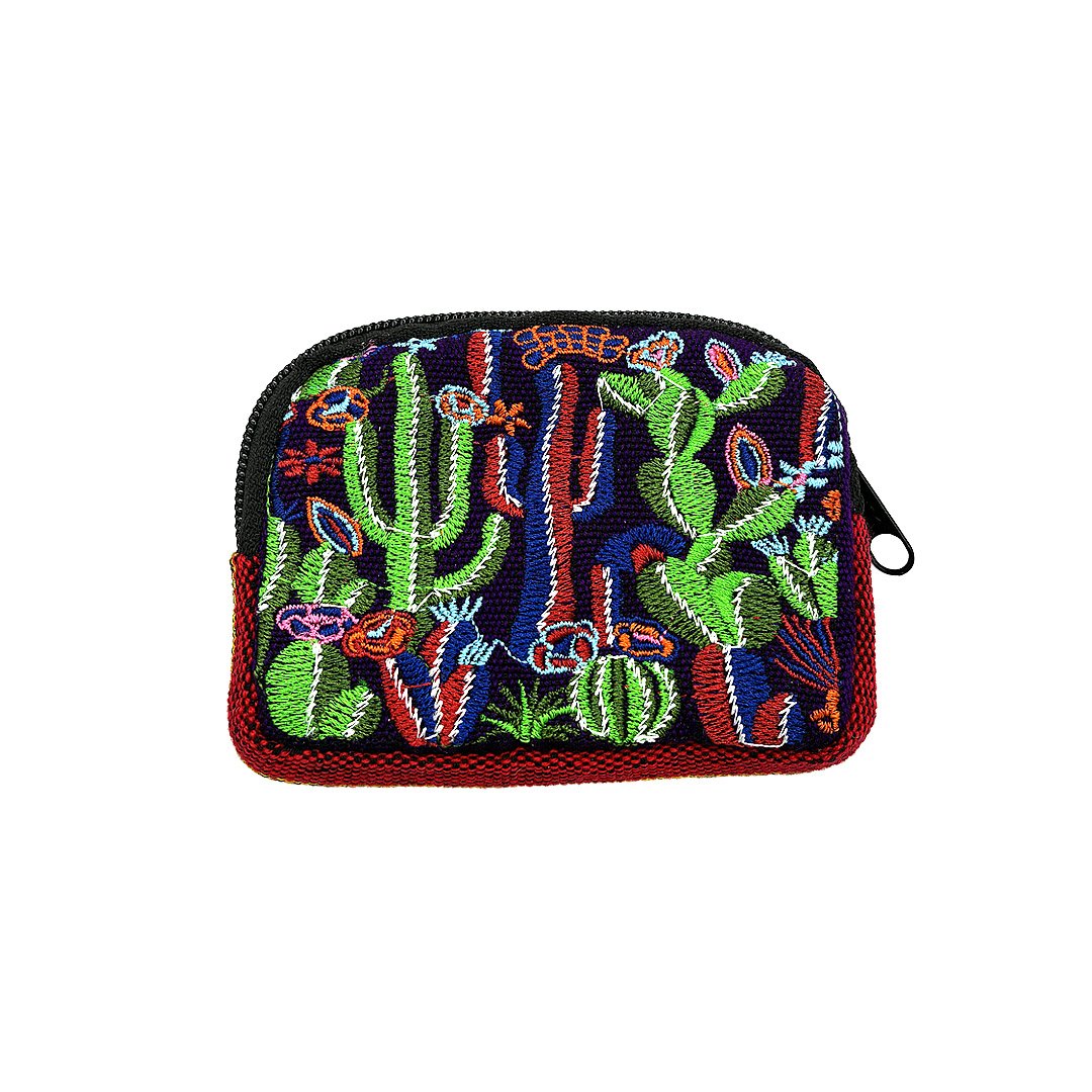 Floral Cactus Embroidered Cushioned Coin Purse - Image 3