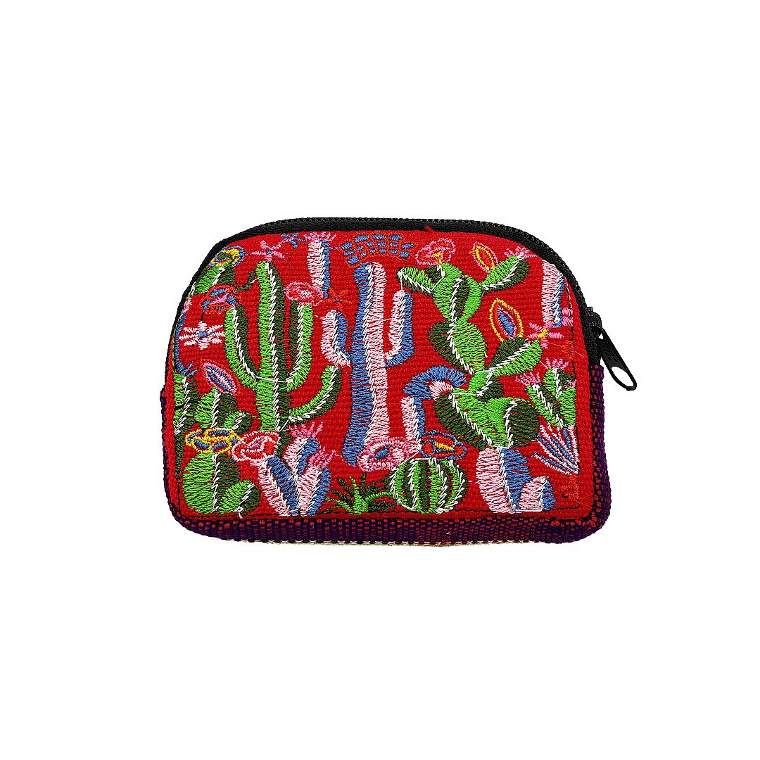 Floral Cactus Embroidered Cushioned Coin Purse - Image 4
