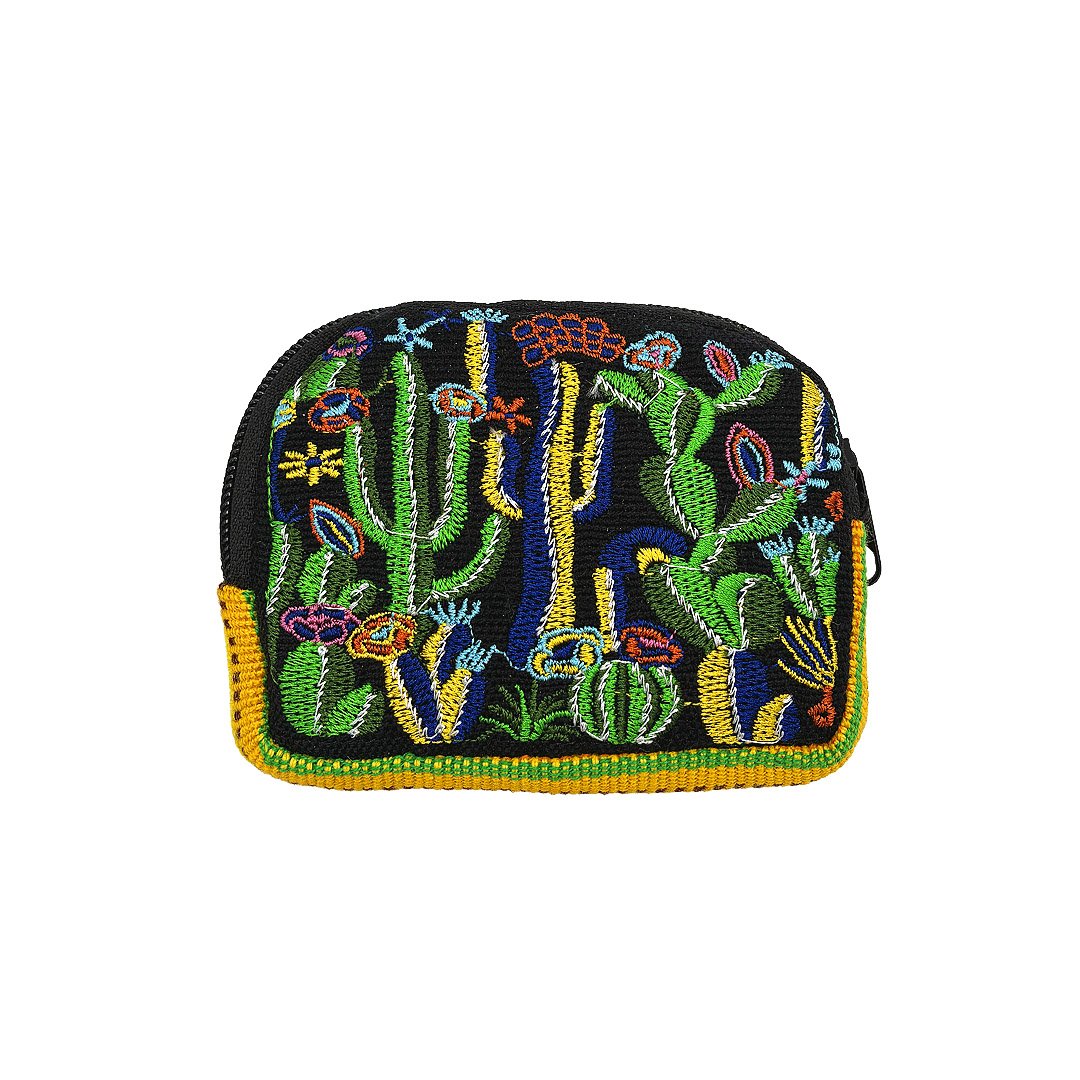 Floral Cactus Embroidered Cushioned Coin Purse - Image 2
