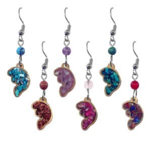 Wooden Stone Manatee Earrings