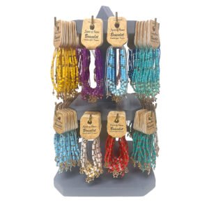 192pc Gold Moon and Star Charm Beaded Pull Tie Bracelet Display