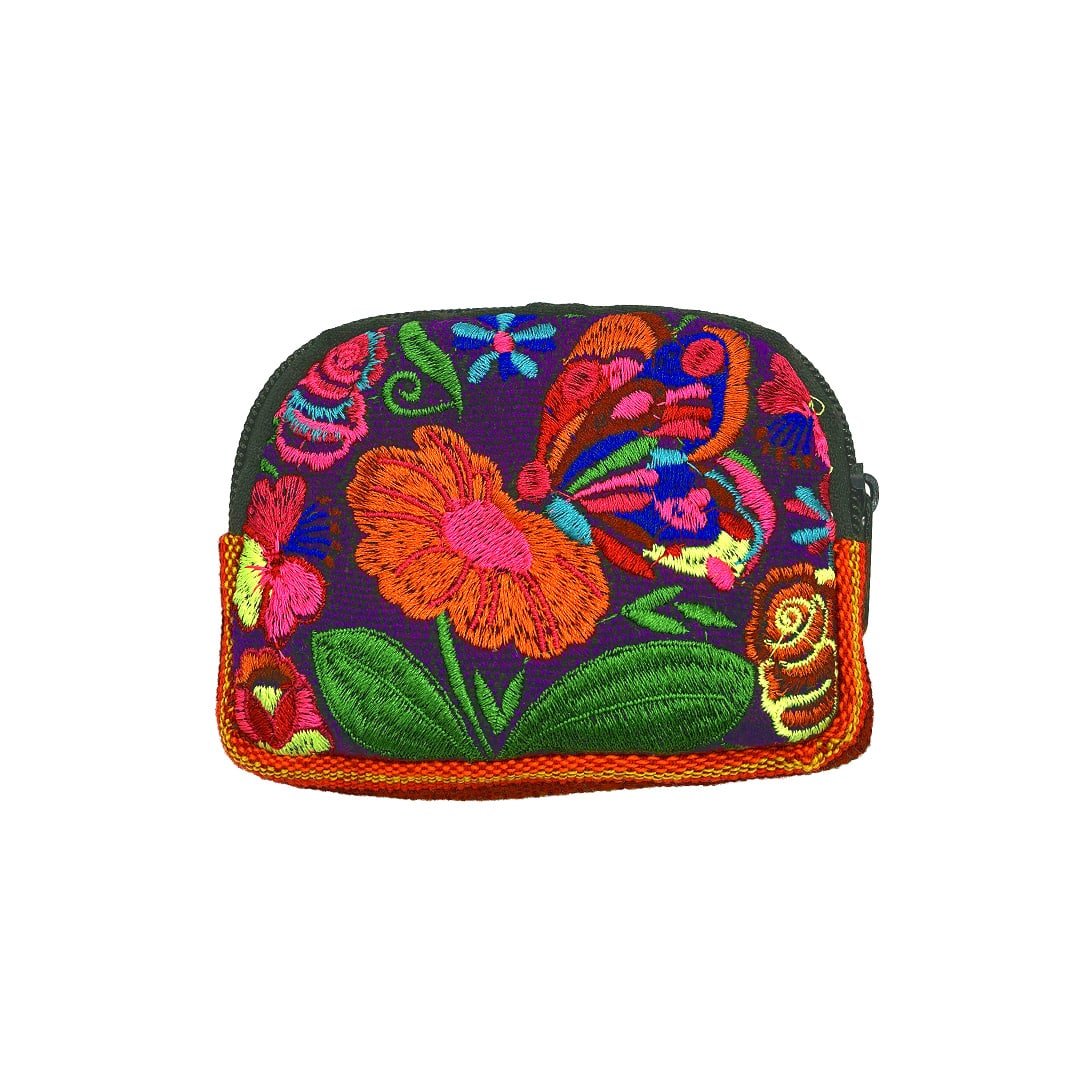 Floral Butterfly Embroidered Cushioned Coin Purse - Image 2