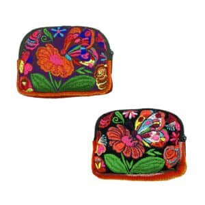 Floral Butterfly Embroidered Cushioned Coin Purse