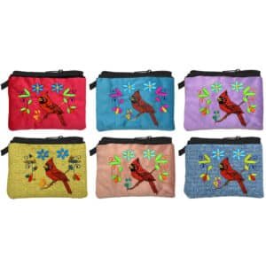 Embroidered Cardinal Ecuadorian Coin Purse