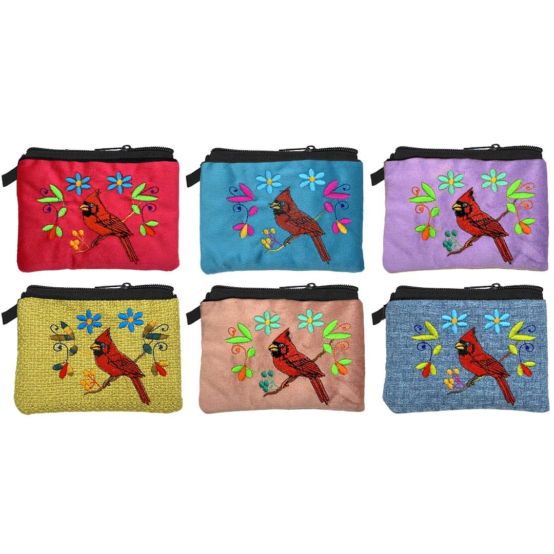Embroidered Cardinal Ecuadorian Coin Purse