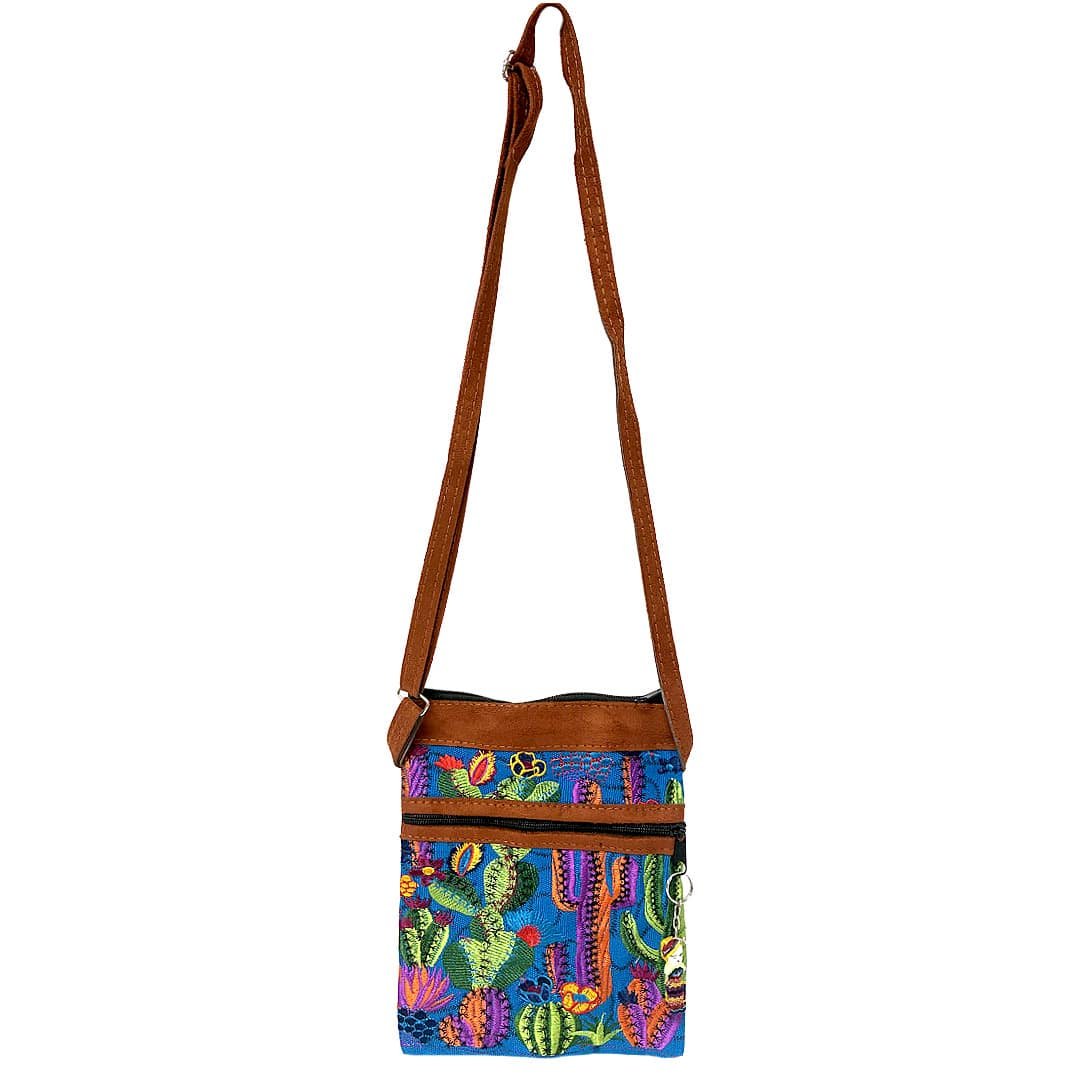 Embroidered Cactus Leather Crossbody Purse Passport Bag - Image 2