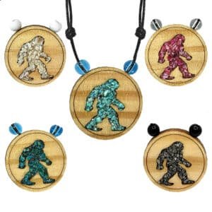 Wooden Stone Bigfoot Pendant Necklace