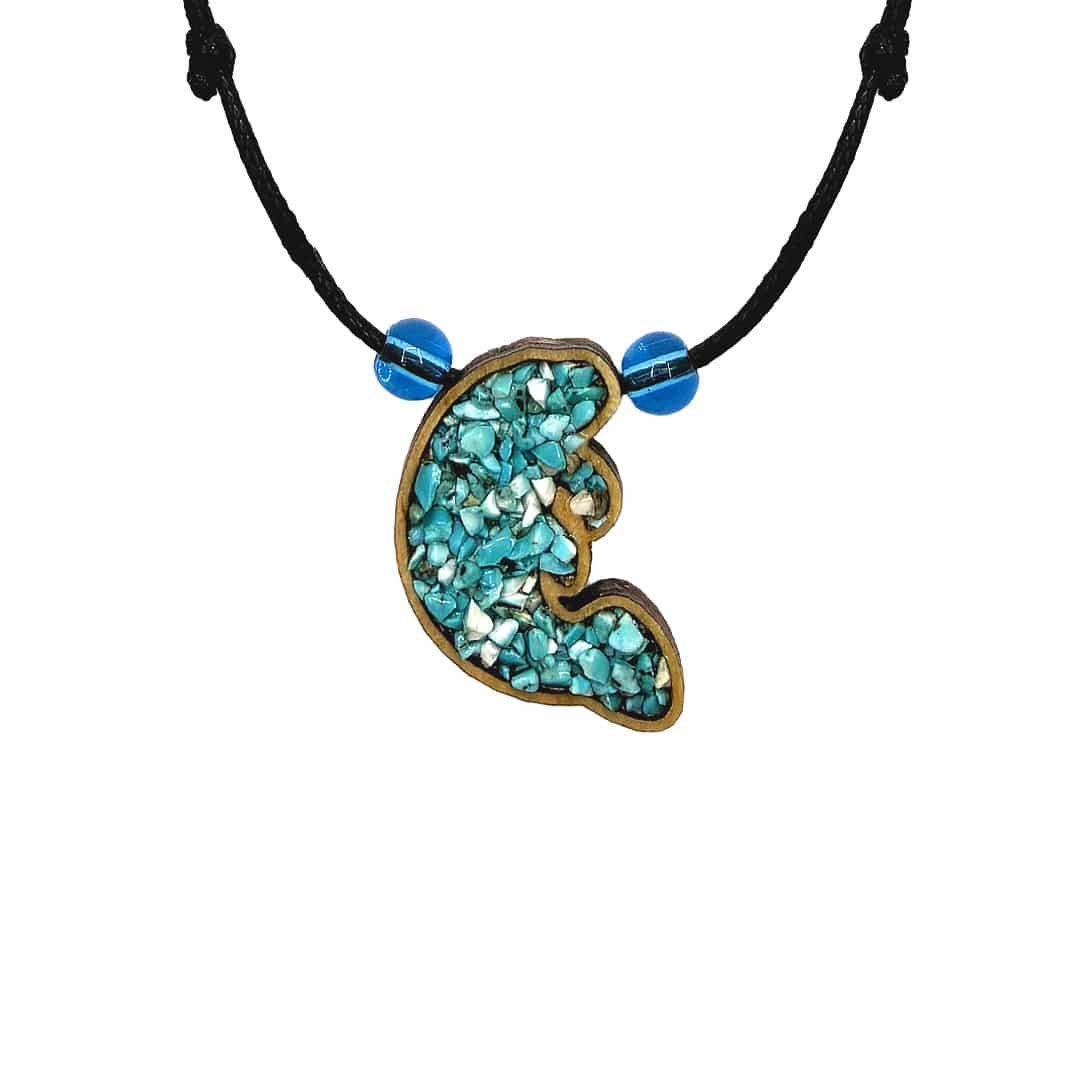 Wooden Stone Manatee Pendant Necklace - Image 3