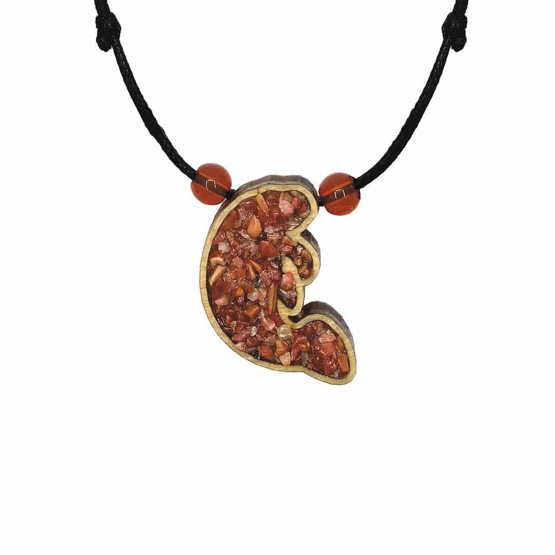 Wooden Stone Manatee Pendant Necklace - Image 4