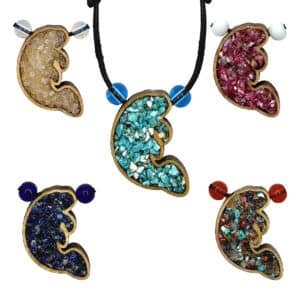 Wooden Stone Manatee Pendant Necklace
