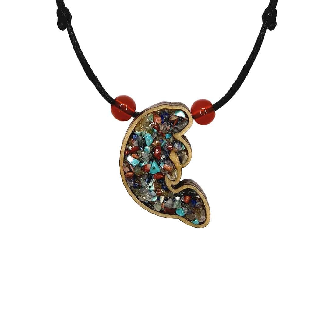 Wooden Stone Manatee Pendant Necklace - Image 9