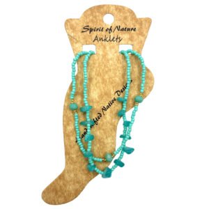 Chip Stone Beaded Multi Strand Pull Tie Anklet