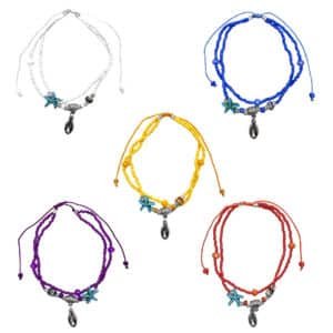 Sea Shell Charm Beaded Multi Strand Pull Tie Anklet