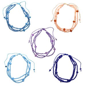 Crystal Bead Multi Strand Pull Tie Anklet