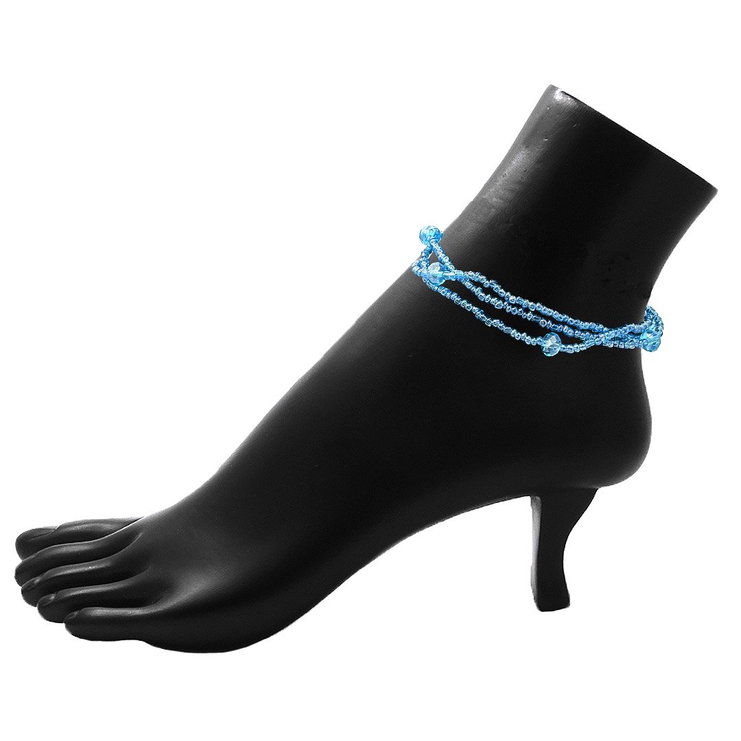 Crystal Bead Multi Strand Pull Tie Anklet - Image 2