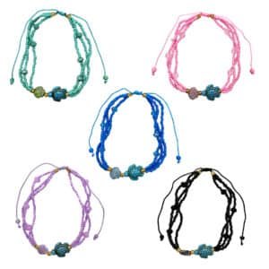 Sea Turtle Beaded Multi Strand Pull Tie Anklet