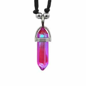 Hexagonal Glass Crystal Point Pendant Necklace