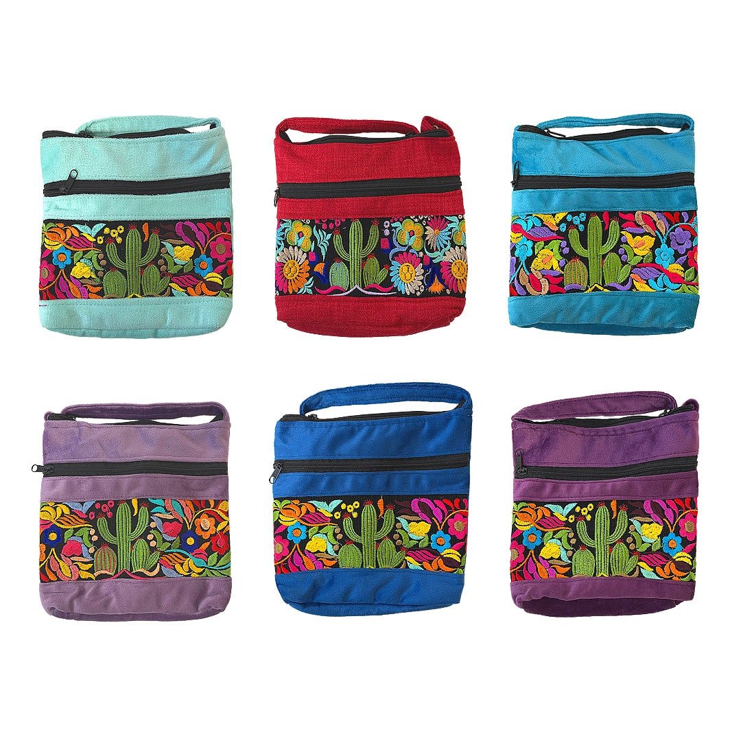 Cactus Floral Embroidered Square "Maxi" Bag - Image 3