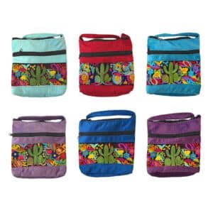 Cactus Floral Embroidered Square "Maxi" Bag