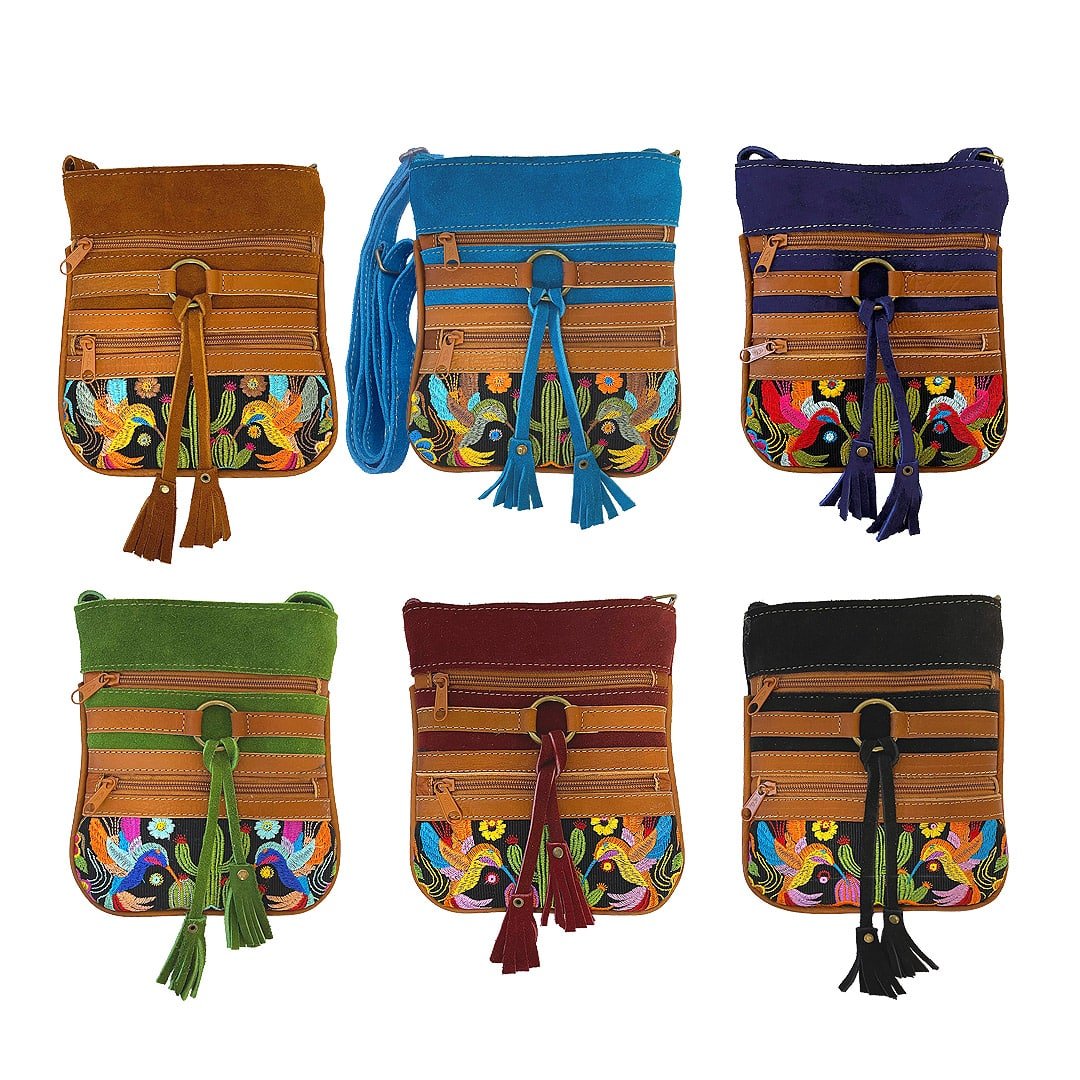 Cactus Embroidered Leather Tassel "Romi" Bag