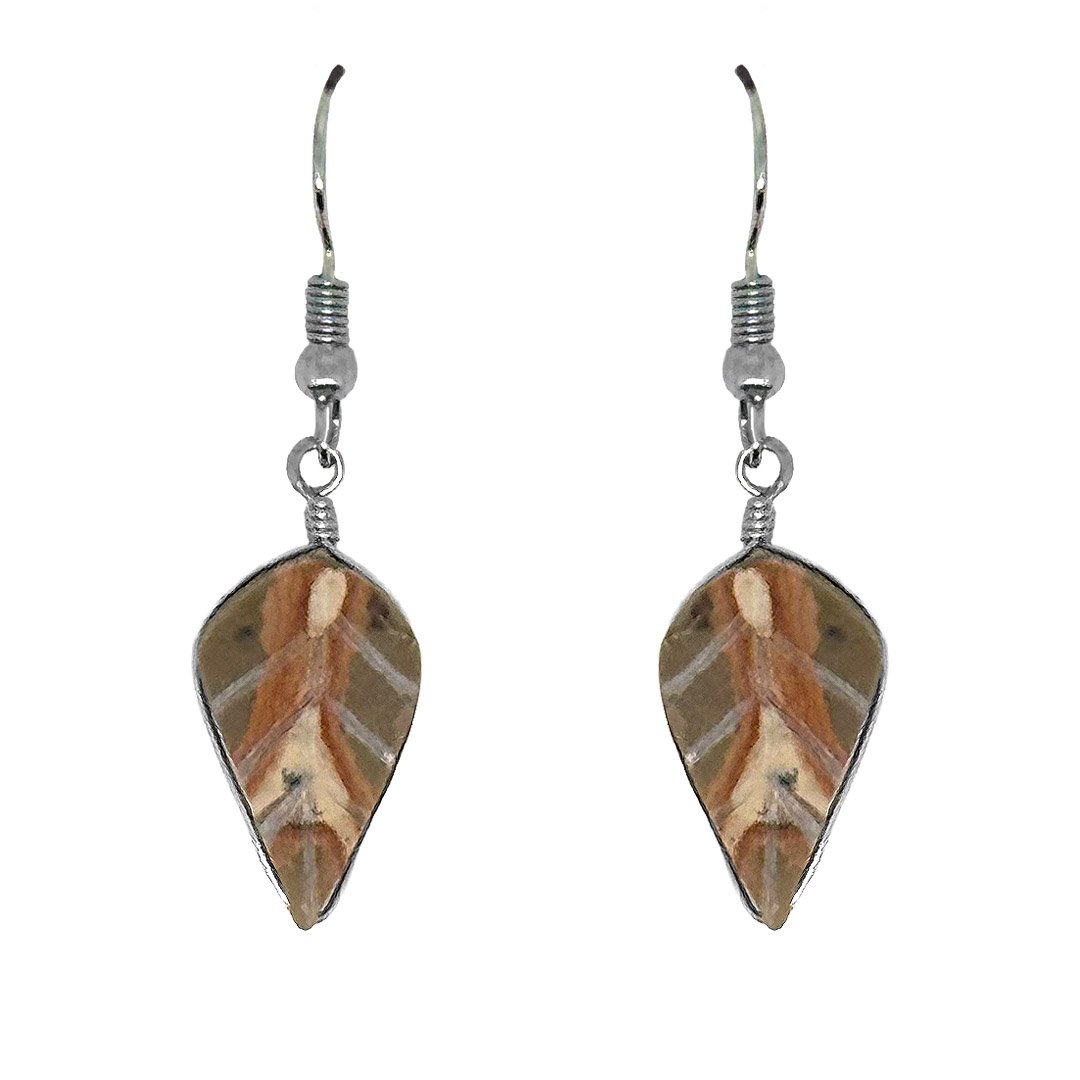 Carved Stone Leaf Earrings - Image 5