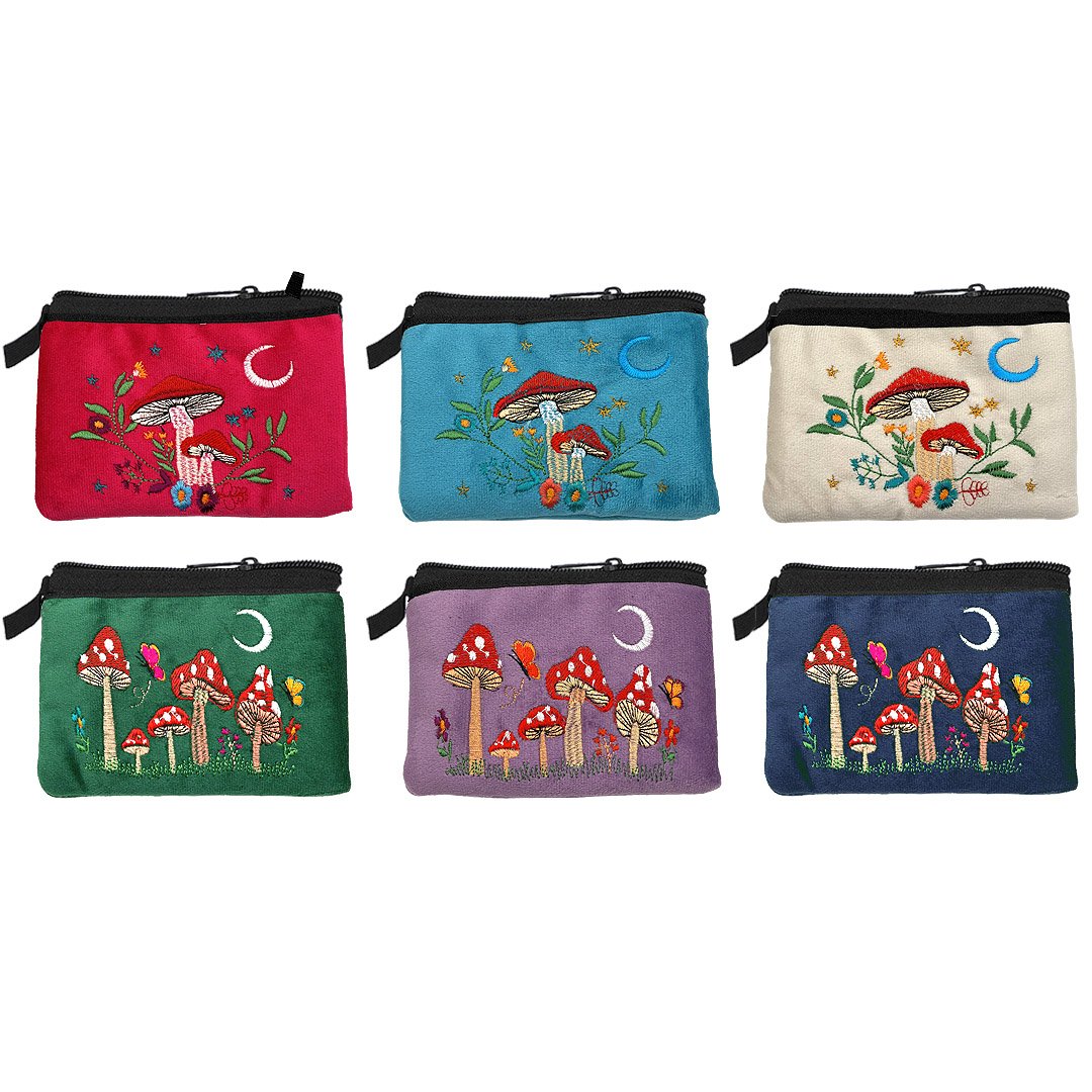 Embroidered Mushrooms Ecuadorian Coin Purse