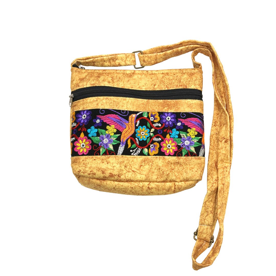 Hummingbird Floral Embroidered Square "Maxi" Bag - Image 2