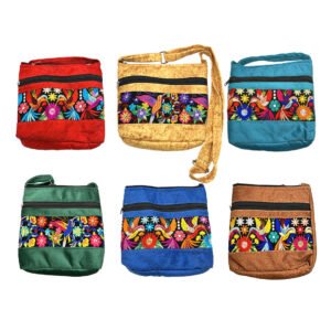 Hummingbird Floral Embroidered Square "Maxi" Bag